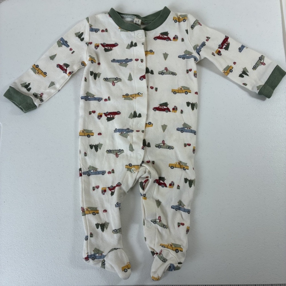 Chickpea Organic Size 0-3 months 100% Organic Cotton Bodysuit Snaps Vintage Cars